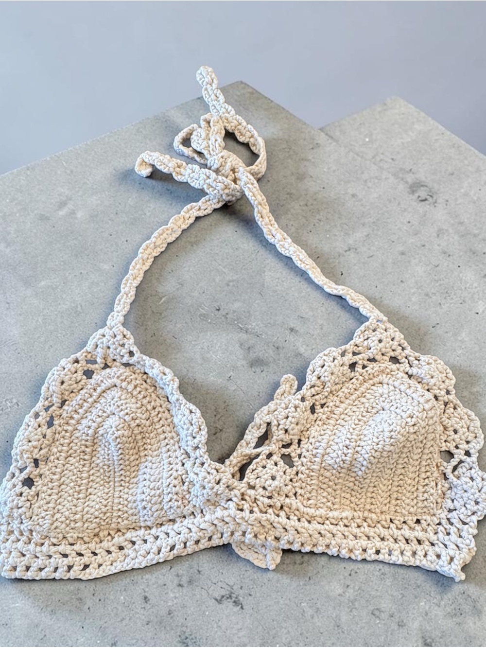 NWOT ASOS Crochet Triangle Bikini Top in Cream
